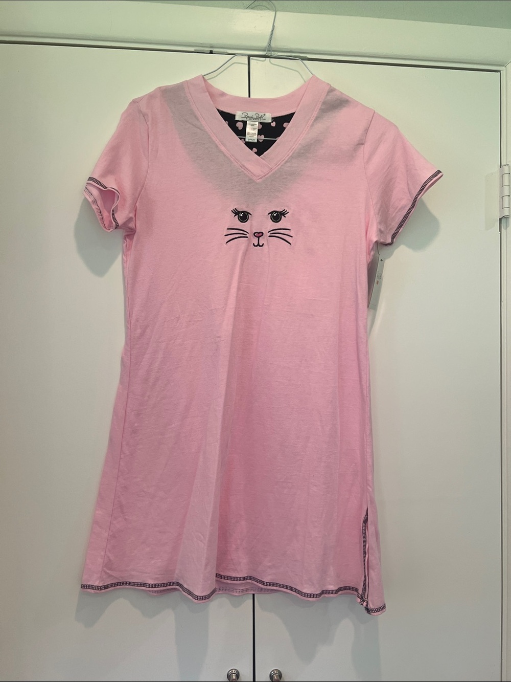 Rene Rofe Pink Cat Face V-Neck Chemise